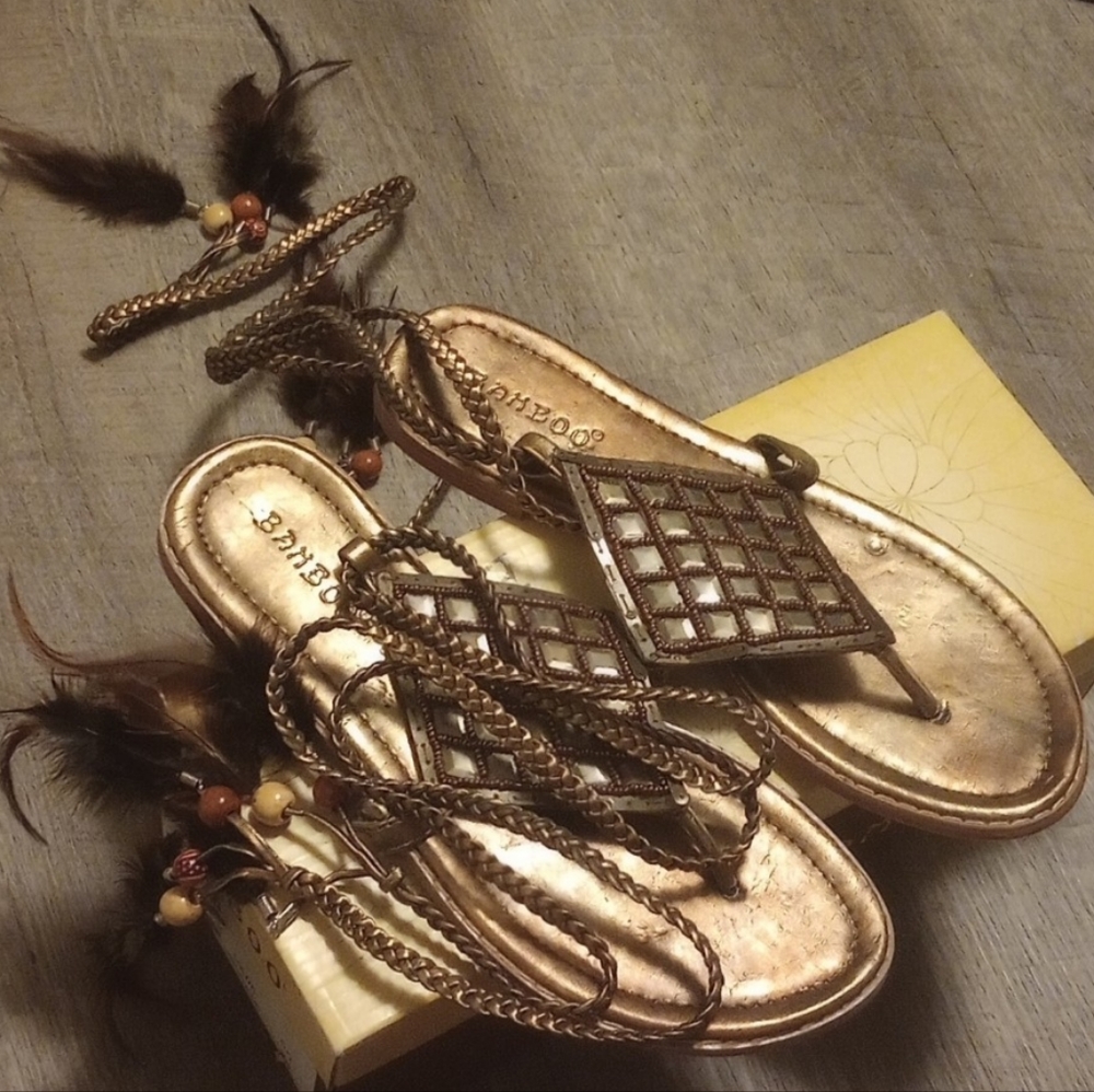BAMBOO LACE UP SANDALS